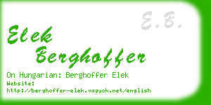 elek berghoffer business card